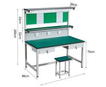 โต๊ะทำงานเหล็กปูพื้นสีเขียว โต๊ะช่าง