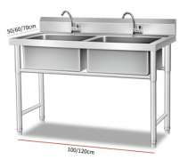 ซิงค์สแตนเลส อ่างล้างจานสแตนเลส2หลุม Sink stainless เกรด304หนา1.2มิล ขนาด 120X70X80mm.