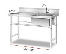 ซิงค์สแตนเลส อ่างล้างจานสแตนเลส1หลุม Sink stainlessเกรด304หนา1.2มิล ขนาด 120X70X80mm.