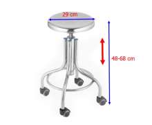 เก้าอี้ตรวจโรคสแตนเลสมีล้อ ที่นั่ง29*สูง46-68 ซม. ปรับได้ 4 ล้อ, 0