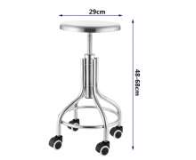 เก้าอี้ตรวจโรคสแตนเลสมีล้อ ที่นั่ง29*สูง46-68 ซม. ปรับได้ 4 ล้อ,