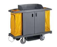 รถเข็นเมด ขนาด1615x545x1280 mm.รถเข็นแม่บ้านพลาสติกมีประตู  F4-2-3  Maid Trolley 